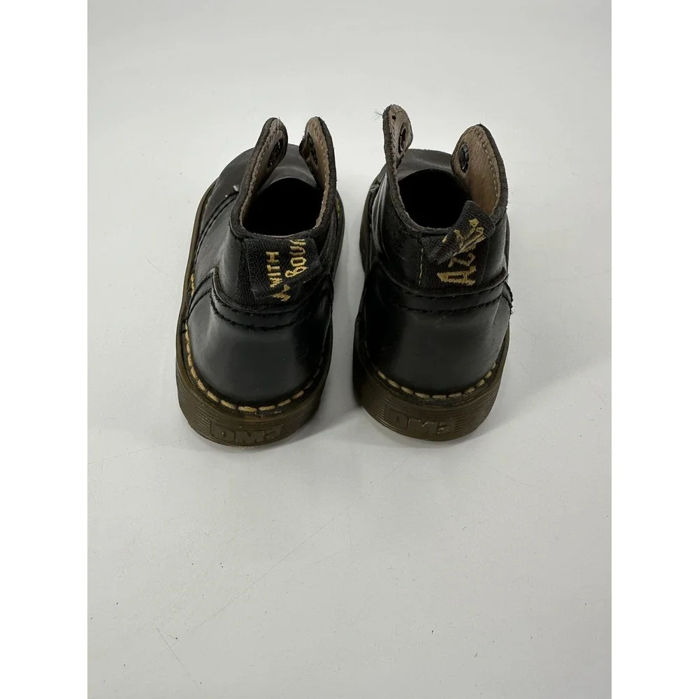 VTG Dr Martens 6453 AirWair Black Leather Ankle Boots Kids‎ Sz 9 Made in England